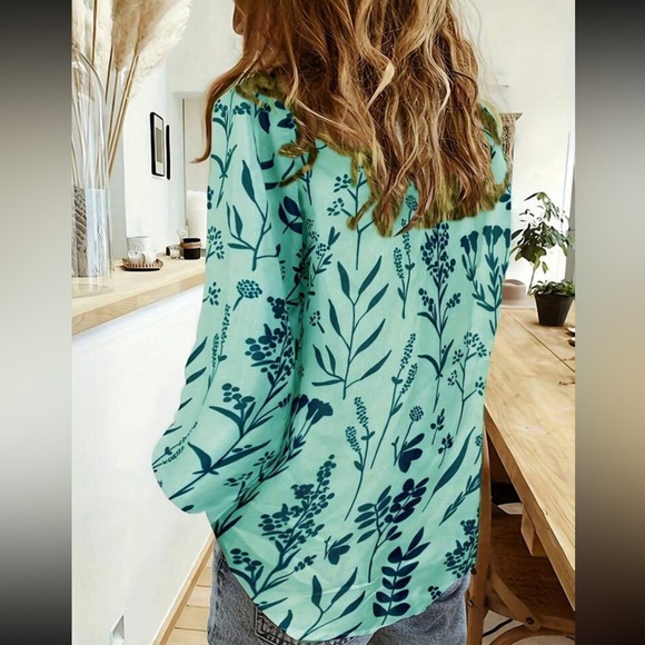 Boho floral print button down casual top - Picture 12 of 15